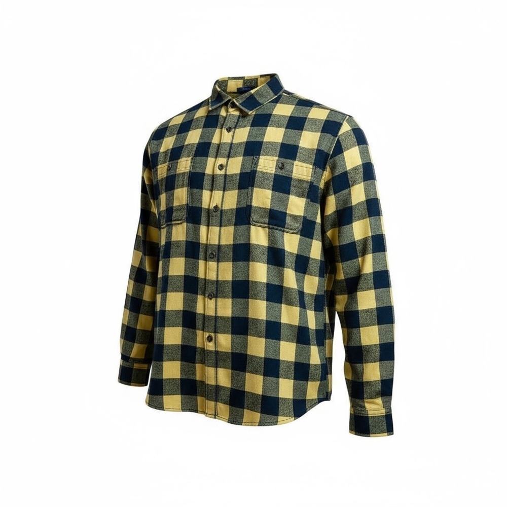 Men's Yellow and Black Checkered Shirt
